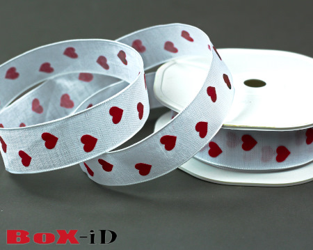 Natural hearts   white/red          22 mm x 15 m